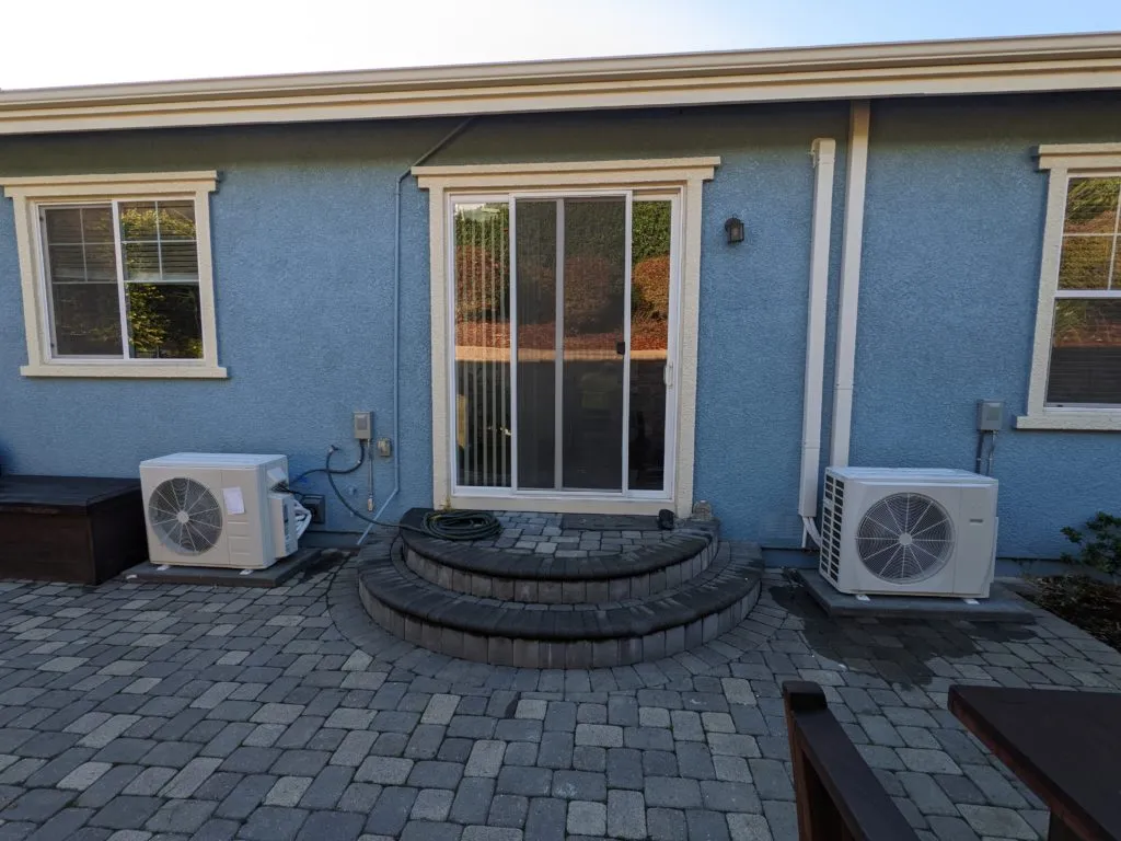 Two mini split systems replace forced air heat and air conditioners.